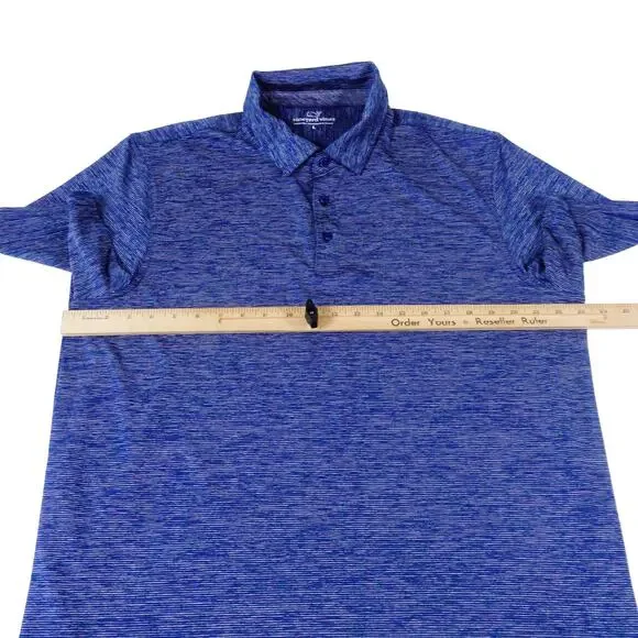 Vineyard Vines Performance Stretch Blue Striped Golf Polo Shirt Large - Picture 4 of 5